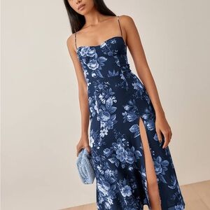Reformation Juliette Navy Floral Dress